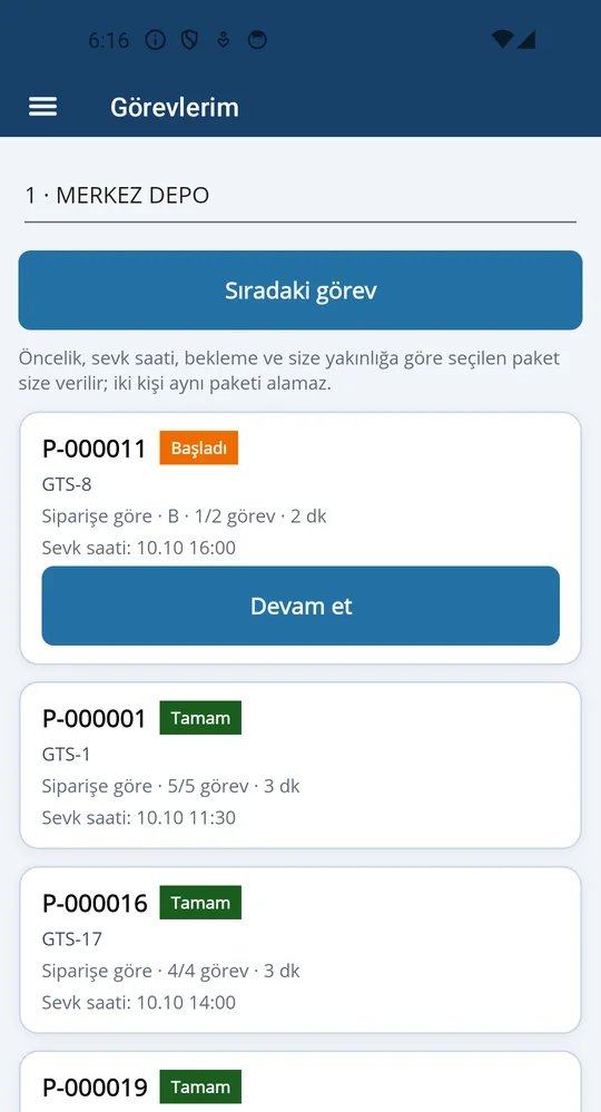 Depologi el terminali: personele atanmış görevler