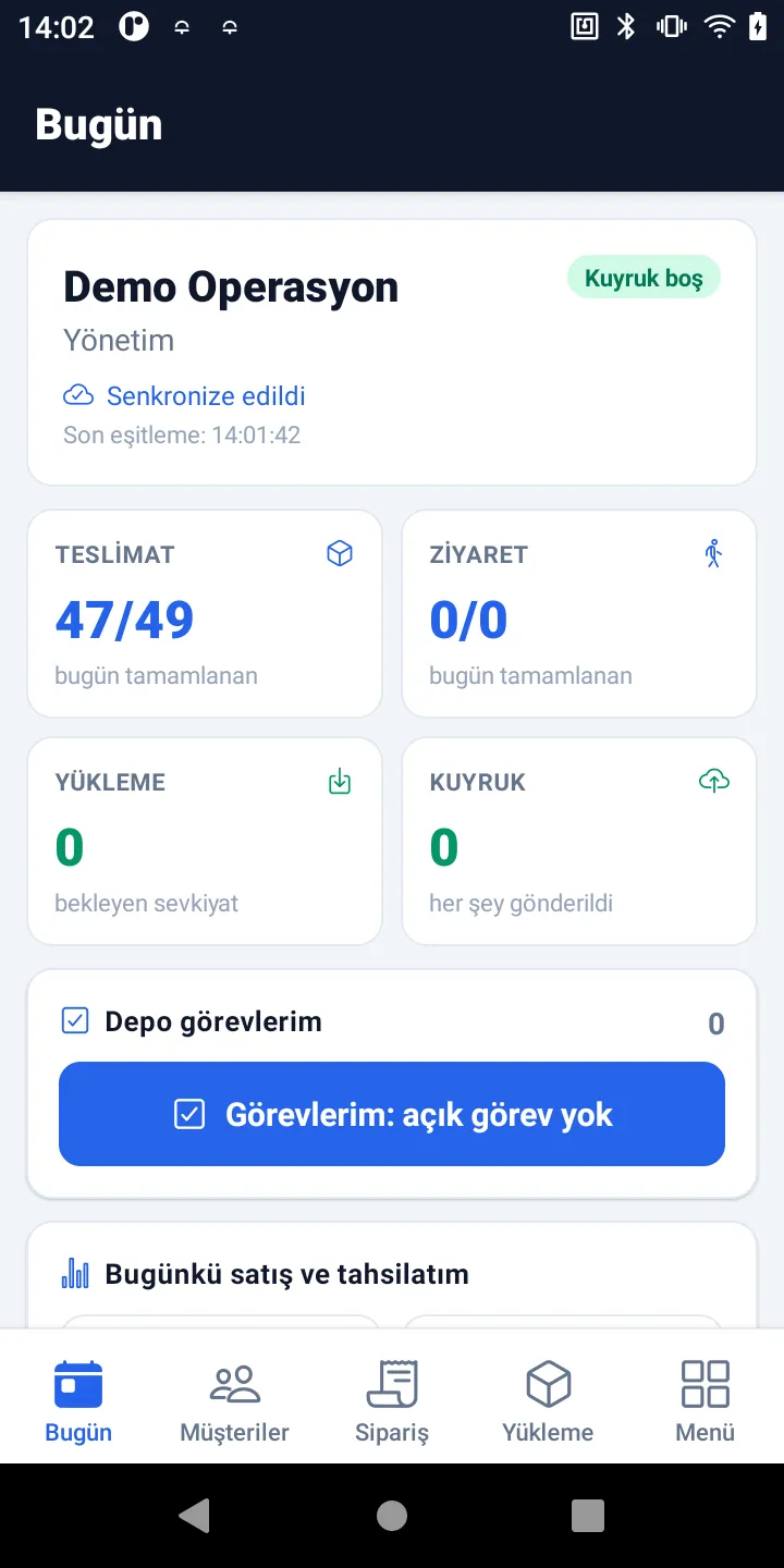 Mobilteg Saha telefon uygulaması: plasiyerin bugünkü ziyaret planı